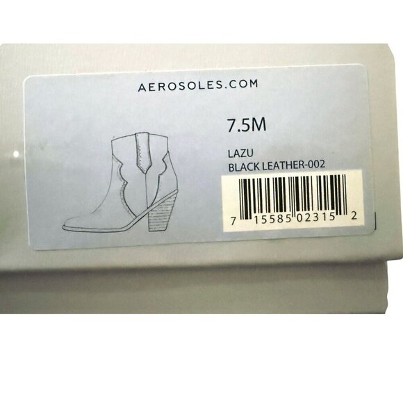 Aerosoles Womens Black Leather Lazu Studded Western Bootie Sz 7.5 New - Picture 6 of 14